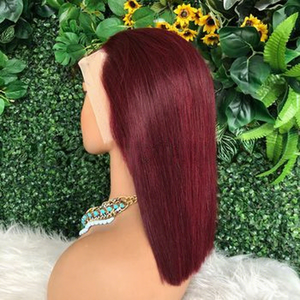 Perruque populaire en <span class=keywords><strong>cheveux</strong></span> humains Remy Chunling, 13x4, sans colle, avec dentelle transparente, <span class=keywords><strong>couleur</strong></span> 99J de luxe, coupe bob droite, pour défilé de mode et sortie décontractée - Product Image 2