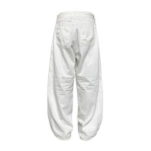 Wholesale OEM Service Classic 100% Cotton <b>White</b> Denim Unisex Style Straight <b>Jeans</b> Fashion 3D Whisker Zipper Fly Baggy <b>Men</b> <b>Jeans</b> - Product Image 3