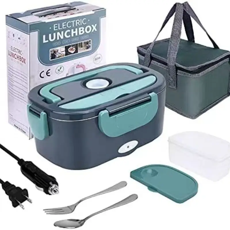 High Quality Stainless Steel Liner Car Portable Pluggable Desktop Kids Warmer Heating Electric Lunch box with Carry Bag