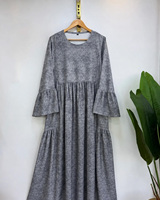 Robe Abaya Musulmane Décontractée à Col Ample, Motif Pois, Printemps-Été-Automne, Longue, en Polyester, Coupe Évasée, Infroissable