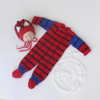Disfraz Vintage de Superhéroe para Bebé, Traje de Punto de Spiderman para Recién Nacido, Mono de Ganchillo, Conjunto de Sombrero, Accesorio de Fotografía, Monos
