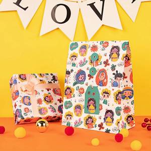 Bolsa de Regalo de Papel con Asa de Cuerda de Tres Hilos Anudada a Mano, con Diseño de Dibujos Animados, y Caja Sorpresa para Cumpleaños y Año Nuevo - Product Image 3