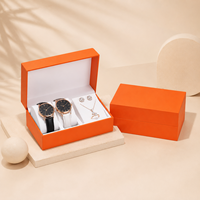 Boîte à bijoux et montres en cuir PU avec logo personnalisé, ouverture à clapet, insert en velours rectangulaire pour bague, collier, coffret cadeau pour couple