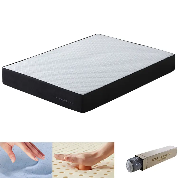 China Matras Fabrikant 10 Inch Vacuüm Gecomprimeerd Rolling Verpakking Matras In Doos Cool Visco Traagschuim Matras