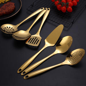 201 acier inoxydable métal ustensiles de cuisine ensemble cuillère à soupe écumoire louche service <span class=keywords><strong>passoire</strong></span> spatule ustensiles outils de cuisson - Product Image 4