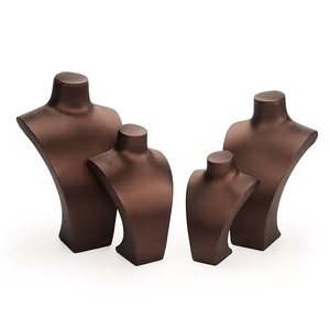 Sẵn sàng để tàu đồ trang sức sang trọng da PU vàng nâu Bust đồ trang sức người giả hiển thị đứng chủ Vòng cổ hiển thị - Product Image 6