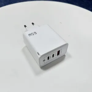 New Hot Selling 65W GaN 3 Port USB A Type C PD 65W 100W EU US UK Plug Adapter 65W Mobile Phone Charger