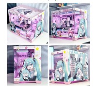 Boîtier PC Gaming EVA Rose MATX Mid-Tower Personnalisable en Métal avec Verre Trempé pour Ordinateur de Bureau Micro