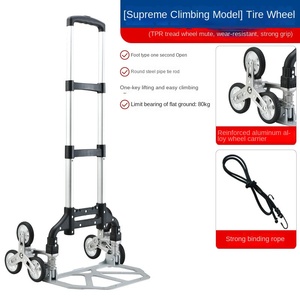FELLCO 106-6A 계단 오르기 4 륜 분말 코팅화물 소형 트레일러 접이식 가정용 트롤리 스테이션 왜건 핸드 트롤리 - Product Image 6