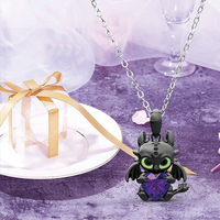 Halloween démon Dragon dessin animé collier cristal verre alliage pendentif Anime personnage bijoux enfants cadeau Souvenir accessoires