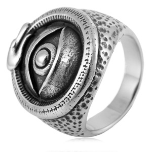 yunnique Men's All Seeing Eye <b>Titanium</b> Steel <b>Ring</b> Silver Geometric Design Gift Jewelry - Product Image 1