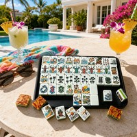 Ensemble de Mahjong de Luxe Moderne Esthétique « Grand-mère de la Côte » pour 4 Joueurs, Tuiles de Mahjong Américaines en Acrylique de 36 mm pour Maison de Plage