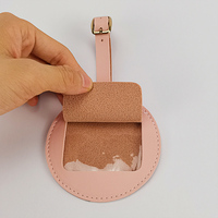 Boucle Ardillon en métal Rose En Cuir PVC Portable Valise Étiquette En Silicone Étiquette À Bagage Ronde
