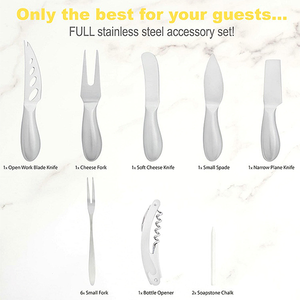 卸売カスタムロゴステンレス鋼竹製エコフレンドリー耐久性チーズボードセットシャルキュトリツール結婚式新築祝い用 - Product Image 3