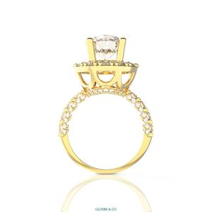 Women's Round Synthetic (lab grown) Viet Nam 18K Gold Moissanite Diamond <b>Ring</b> 10 mm - GRA Certified - Product Image 3