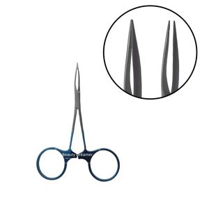 Premium handmatige FUE-pincet met gekartelde punt - titanium/roestvrij staal, antislip, ergonomische ringgreep |   Kliniek Haar - Product Image 1