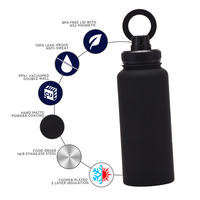 Bouteille d'eau de sport en acier inoxydable à double paroi de 720 ml, bouteille d'eau en acier inoxydable isolée thermiquement avec couvercle magnétique