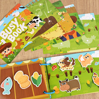 Livre d'activités sensorielles pour tout-petits, jeu de puzzle et d'association, jouet éducatif pour enfants, livres d'activités en bois avec bandes adhésives magiques