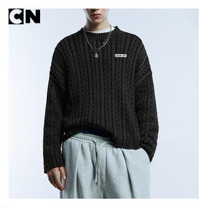 BSCI Certification Sweater Factory Custom logo <b>Men</b> Cotton Casual Crew Neck Cable <b>Knitted</b> Pullover Sweater for Autumn Winter - Product Image 2