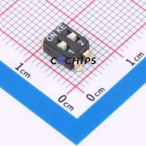 HX 2.54-2P TPGT DIP Switch SMD-4P,5.08x6.15mm Switch Flat Toggle, Raised Type Single Pole Single Throw 2 Gull Wing Type - Product Image 1