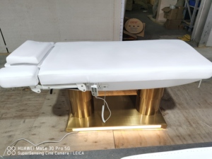 Cama de Masaje Tailandesa Blanca de Lujo con Base de Acero Inoxidable Reforzada, 4 Motores Eléctricos, Cama de Spa Facial de Alta Resistencia - Product Image 5