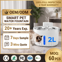 Fontaine à eau intelligente sans fil pour animaux de compagnie en acier inoxydable 2L, batterie 5000mAh, distributeur d'eau pour chien et chat, induction, portable, ultra silencieux, anti-séchage