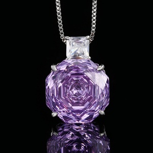 Wholesale Minimalist Eco-friendly Copper Rose Cut 14-12MM Cubic Zirconia Purple Necklace Jewelry <b>Sets</b> for Women - Product Image 4