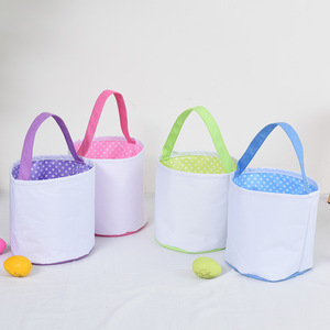 2022 ostern Easter Bunny Rabbit Design Storage Egg Bucket Bag White blank sublimation seersucker easter basket with handle