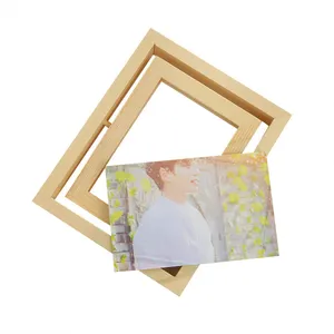 creative solid pine wood photo frame natural wooden picture frame tabletop decor rotating photo frame handicrafts