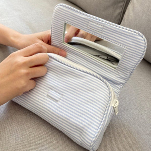 New cross-border style <b>makeup</b> <b>bag</b> with mirror, <b>large</b> capacity cosmetics and skincare product storage <b>bag</b>, portable travel - Product Image 3