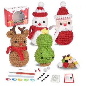 Presente de Natal Iniciante Crochet Kit Crochet Para Iniciantes Crianças Adultos aprendem crochê animais kits com vídeo