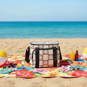 Sac à déjeuner de plage Aloha Collection personnalisé avec motif fleur de Tiaré, impression à la demande, sac à déjeuner en nylon à carreaux hawaïens pour le camping en extérieur - Product Image 2
