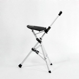 Béquille de marche Borrek réglable en alliage d'aluminium léger avec siège pour personnes âgées, utilisation extérieure - Product Image 4