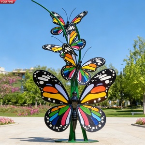 Scultura Moderna YOUFINE a Forma di Farfalla in Acciaio Inossidabile Colorato per Decorazione di Giardini e Parchi all'Aperto - Product Image 2