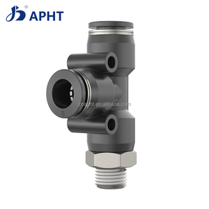 APHT konektor tabung selang udara pneumatik benang laki-laki dorong pas kuningan ukuran 4 mm-12 mm untuk Media Gas