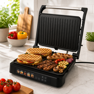 Anbolife 2026 Usine OEM ODM Gril de contact 4 tranches avec système de charnière flottante à ajustement automatique pour plaque de cuisson BBQ - Product Image 1