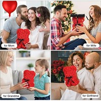 1 pièce Fleur artificielle en PE faite à la main, Rose éternelle, Ours en peluche 25 cm, Cadeaux pour la Fête des Mères, Anniversaire, Saint-Valentin, Fête des Pères