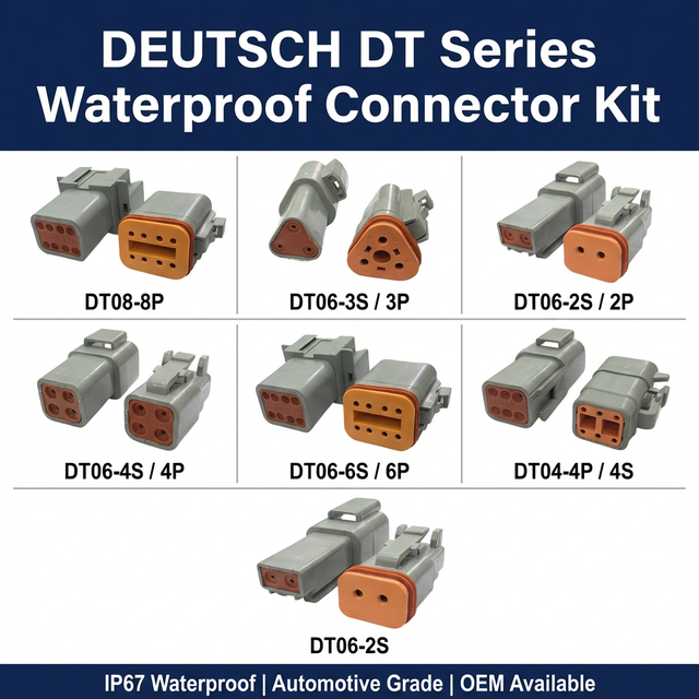 DT Series IP67 Waterproof Connector Kit 2 3 4 6 8 Pin Automotive Grade OEM DT04 DT06 DT08 for Deutsch