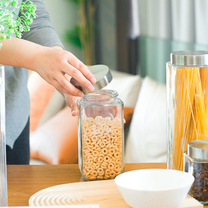 Ưa Thích Nhà Bếp Tổ Chức Thực Phẩm Lớn Rõ Ràng Thủy Tinh Lưu Trữ Lọ Container Set Với Thép Không Gỉ Có Nắp Đậy - Product Image 2