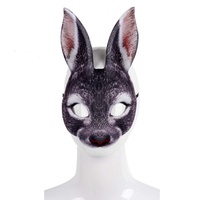Lapin Masque Demi Visage Lapin Animal Masque pour Halloween Pâques Carnaval Fête Cosplay Props Costume Accessoire