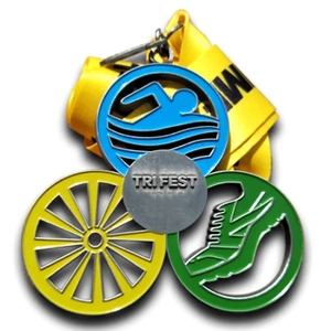 Medalla de Triatlón/Duatlón/Aquatlón Personalizada HyperCrafts con Acabado Pulido y Serigrafía - Product Image 2