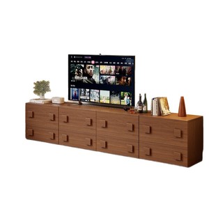 Modular Solid Wood <b>Chest</b> Of Drawers 6 Compartments Living Room <b>Storage</b> Cabinet Vintage Style - Product Image 5