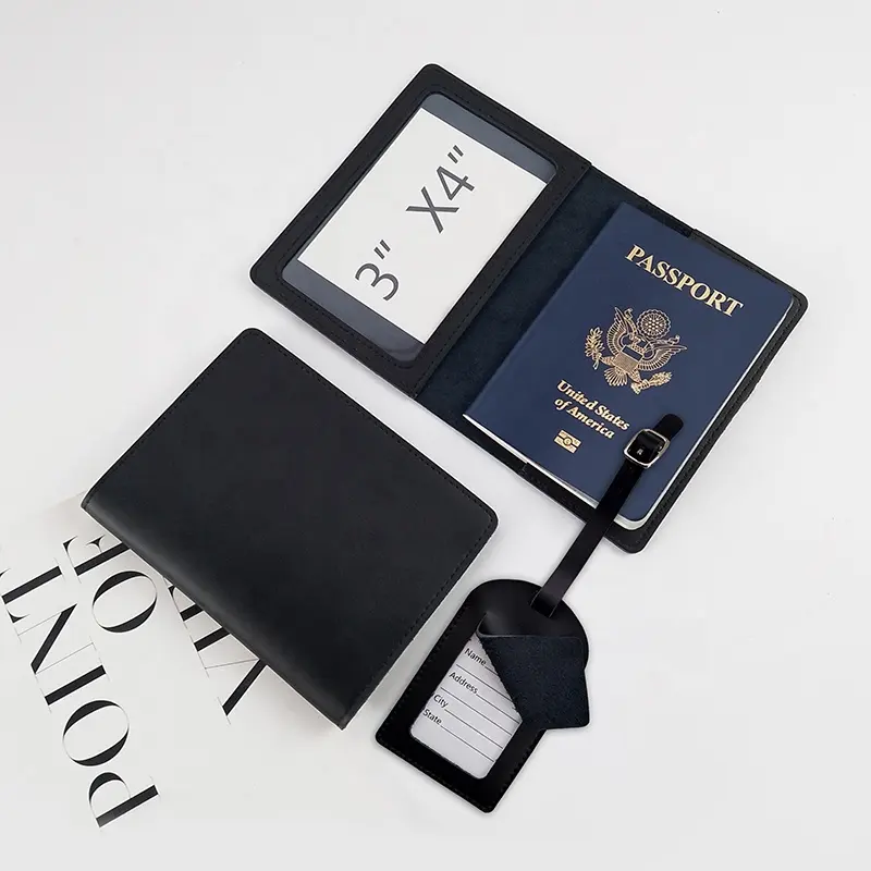 Navy blue genuine leather passport holder waterproof travel wallet for holding credit cards and cash