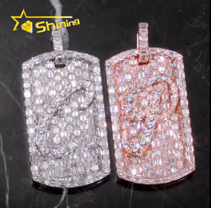 Ciondolo Personalizzato con Nome in <span class=keywords><strong>Moissanite</strong></span> VVS, Gioielli Hip Hop in Argento 925 Placcato Oro Rosa Bicolore - Product Image 1