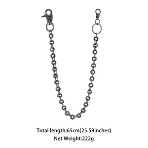 人気セールスカル刺繍バイカーウォレットチェーンヘビーデューティーシルバー六角リンクパンツクリップエッジの効いたズボンチェーン - Product Image 3