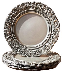 Chargeurs de plaques de charge antiques Chargeurs de serveurs ronds à bord gaufré Plaque réutilisable pour la fête de mariage - Product Image 5