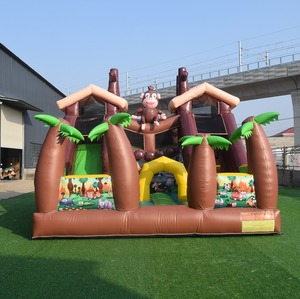 Châteaux gonflables <span class=keywords><strong>Jungle</strong></span> Monkey, grand modèle, double piste, en PVC, pour 10 personnes, terrain <span class=keywords><strong>de</strong></span> <span class=keywords><strong>jeux</strong></span> portable pour événements en plein air - Product Image 2
