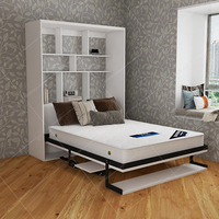 Multifunktionales Doppelschicht-Schreibtisch-Wandbett mit Unsichtbarer Hardware, Klappbares Murphy-Bett mit Schreibtisch, Metallbettrahmen