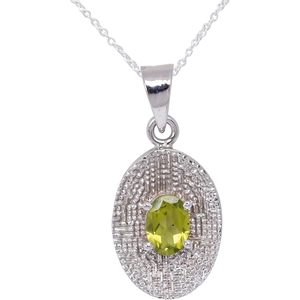 Gemkora Collar con colgante ovalado de peridoto natural para mujer, piedra de nacimiento de agosto, cristal curativo, joyería fina - Product Image 1