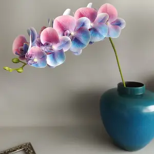 Yeni degrade renk 9 kafaları orkide 3D baskı lateks yapay orkide düğün dekorasyon